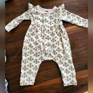 Tea Collection Floral Bodysuit - Pink and Yellow